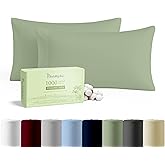CharlottelyHues 1000 Thread Count Pillowcases Set of 2-100% Egyptian Cotton Pillow Cases with Long-Staple Combed Pillows for Sleeping, Soft & Silky Bed Pillow Cover (Sage, Standard/Queen)