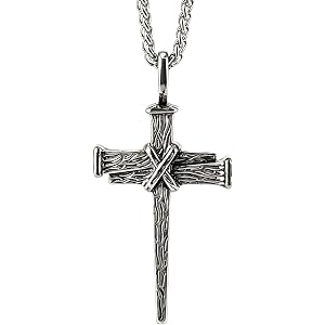 LeapoFaith Nailed Cross for Car Rear View Mirror Decor Stainless Steel Amulet Adult Men Hammered Christian Medal