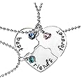 Washranp Necklace Chain for Women Girls, 3Pcs/Set Women Best Friends Rhinestone Heart Matching Pendant Necklace Jewelry Pendant Necklace for Valentine's Day Gift Birthday Present