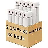 MFLABEL® 50 Rolls Thermal Paper (2 1/4" x 85') - POS Receipt Rolls for Cash Register, Credit Card Terminal, Square Reader, Clover & More | High-Sensitivity 48g Thermal Paper, BPA-Free, Sharp Print