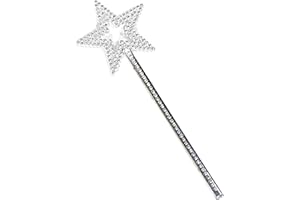 GIYOMI Star Wand, 13 Inches Silver Fairy Princess Angel Wand Sticks for Girls Costume Birthday Party Wedding Halloween Christmas Cosplay-Fairy for Children Over 36 Months of Age