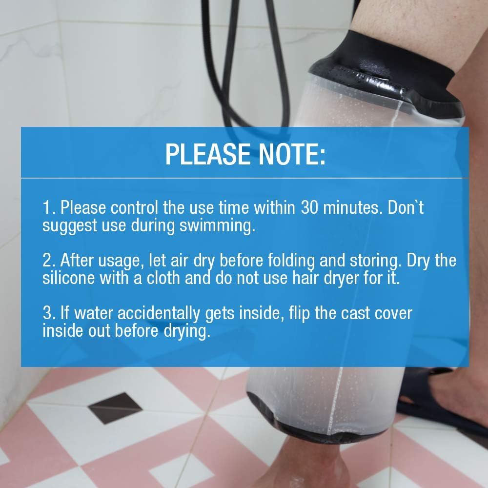 【2020 Newest】Waterproof Knee Cast Cover for Shower, Knee Wound Protector for Shower Bath, Reusable Bandage Protector Dressing Cover with Watertight Seal for Knee, Elbow and Leg: Health & Personal Care