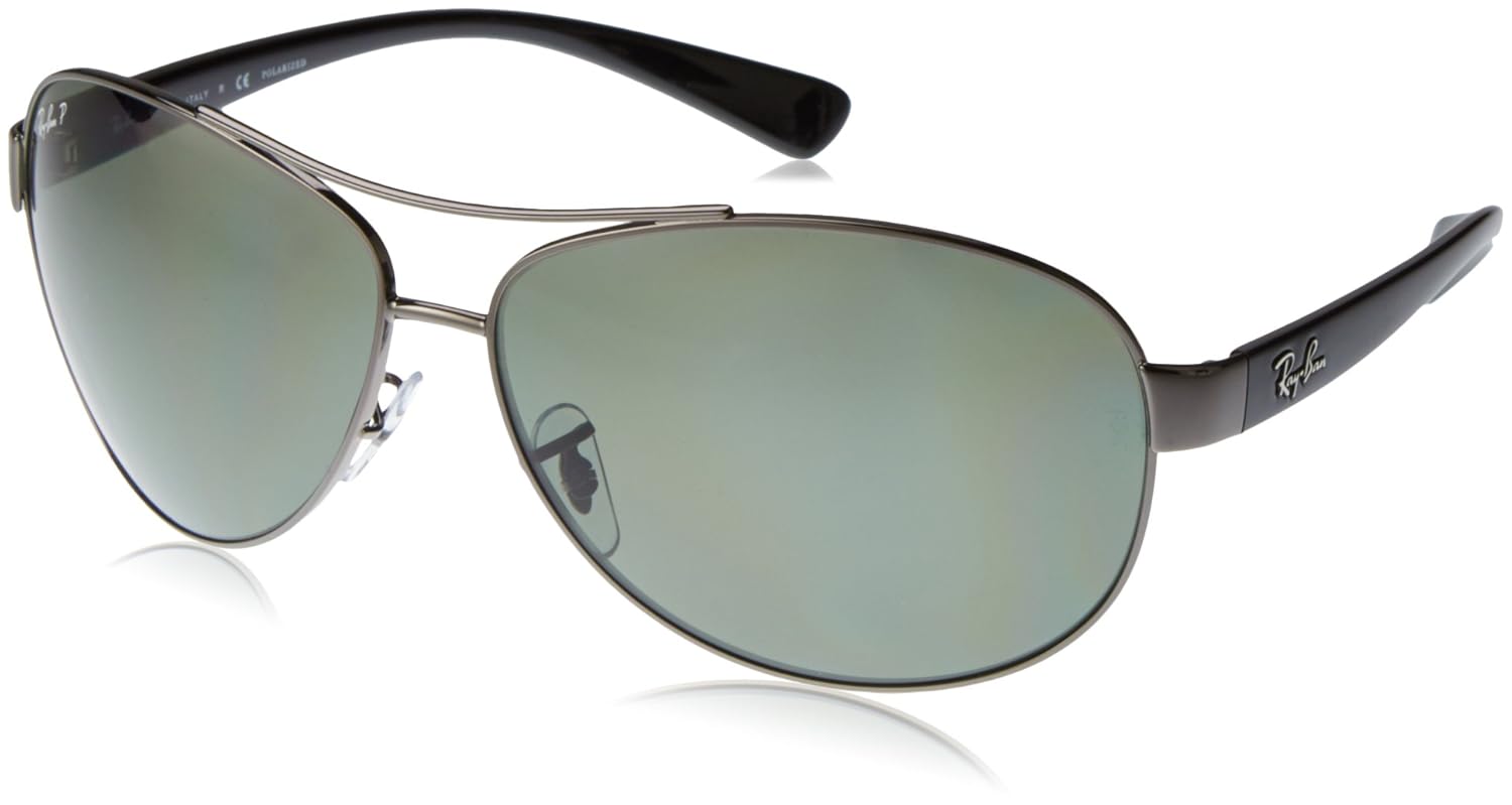 Ray Ban Polarizan gafas de sol de abrigo de aviador Gunmetal verde