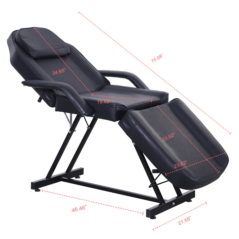 Apelila Beauty Salon Chair Massage Table Bed Folding Therapy SPA Bed Facial Tattoo Chair Black: Beauty