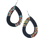 TEMBO AFRICA Maasai Beaded Earrings Handmade African Earrings Length: 3 Inches (with hooks) Boho Jewelry Gifts Handmade From Africa