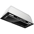 JOEAONZ Range Hood Insert 30 Inch 800 CFM, Built-in Vent Hood Black Glass Gesture & Touch Control Kitchen Exhaust Fan, Mesh Filters Recirculating Stove Hood Dual LED Lights Ducted/Ductless Convertible