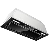 JOEAONZ Range Hood Insert 30 Inch 800 CFM, Built-in Vent Hood Black Glass Gesture &amp; Touch Control Kitchen Exhaust Fan, Mesh Filters Recirculating Stove Hood Dual LED Lights Ducted/Ductless Convertible