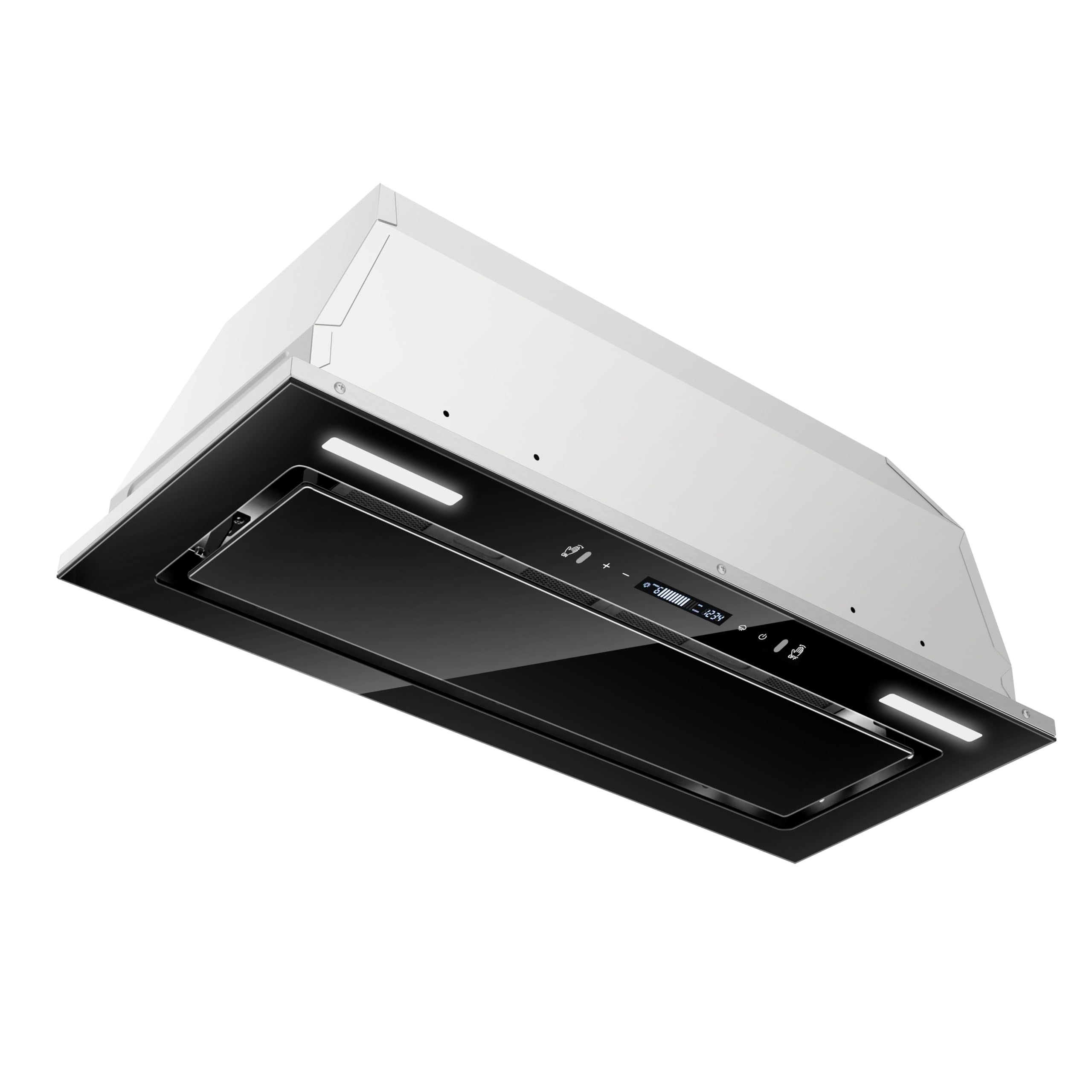 Photo 1 of ***Only Box 2 Of 2*** JOEAONZ Range Hood Insert 30 Inch 800 CFM, Built-in Vent Hood Black Glass Gesture & Touch Control Kitchen Exhaust Fan, Mesh Filters Recirculating Stove Hood Dual LED Lights Ducted/Ductless Convertible