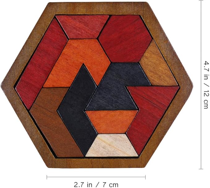 Amazon Nuobesty 六角形タングラム子供と大人のための古典的な中国の手作り木製パズルジグソーパズル脳のお誘い 木製パズル おもちゃ
