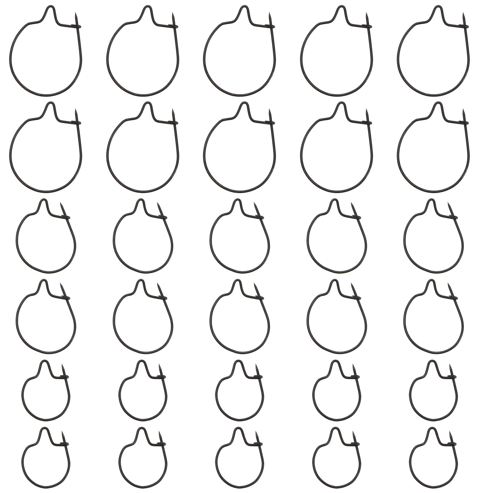 OTOTEC 30PCS Fishing Maggot Clips Rings Baits Hook Practical Metal Terminal Tackle for Carp Fishing Accessories S M L 3 Sizes 10PCS Each Size Black