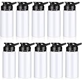 Mimorou 10 Pieces 13.5 oz Reusable Aluminum Water Bottles Bulk Outdoor Sports Water Bottles Multipack Travel Bottles for Gym, Hiking, Cycling, Camping, Fishing, Snap Lid(White)