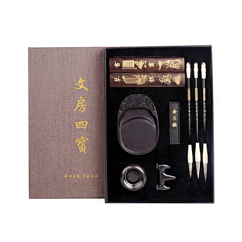ANCLLO 10 Pcs Chinese Calligraphy Brushes Gift Calligraphy Sumi Brush Chinese Brushes Set for Beginners