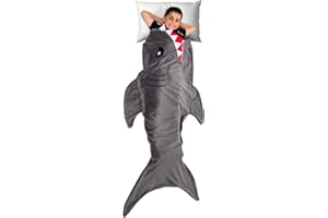 Silver Lilly Animal Tail Blanket - Plush Animal Sleeping Bag Blanket for Kids (Gray Shark)