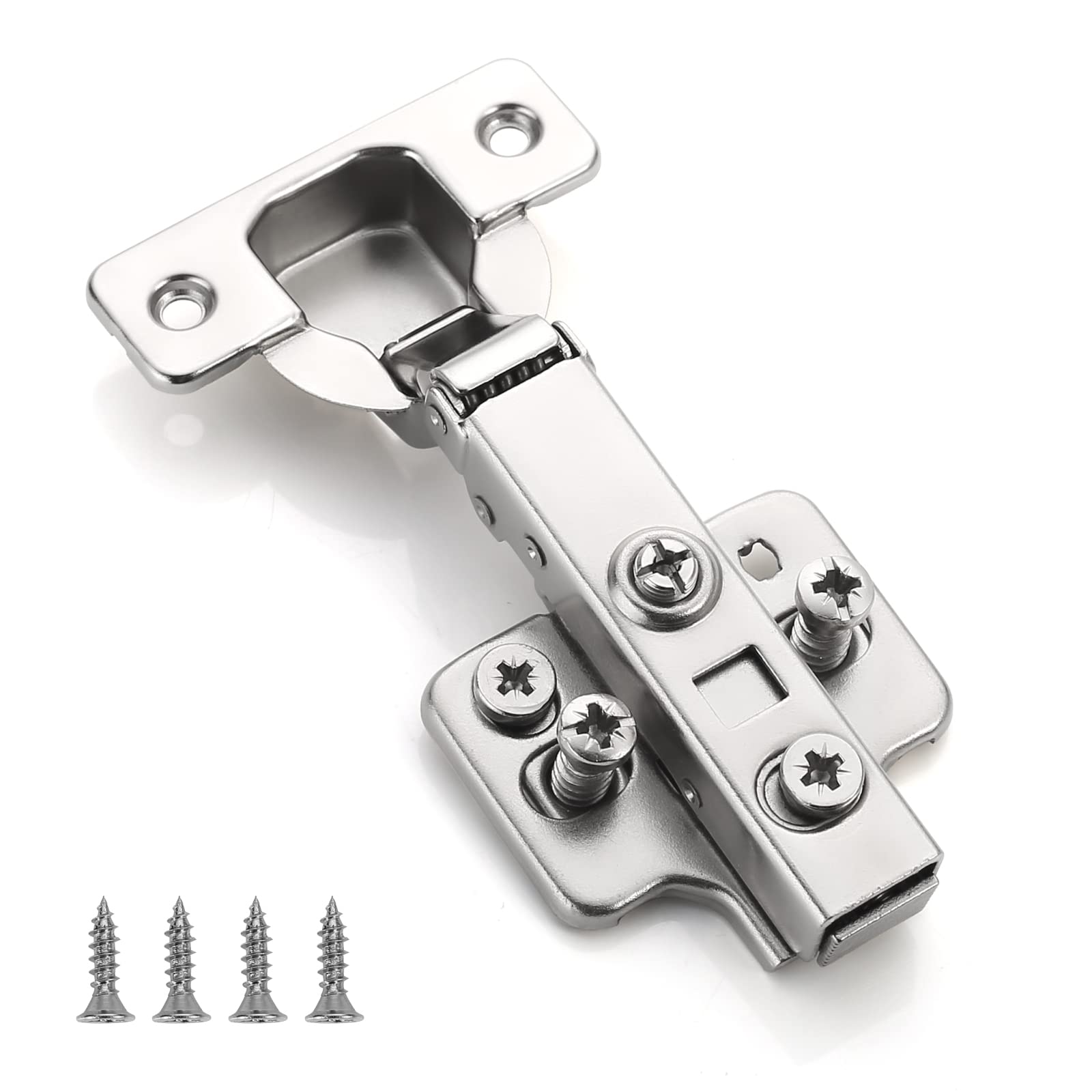 Furniware 10pcs Soft Close Full Overlay Cupboard Doors Hinges, Steel Slow Shut Mute Cabinet Hinges
