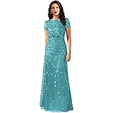 Laces Sequin Mother of The Bride Dresses Short Sleeve Mother of The Groom Dress Long Formal Evening Gowns