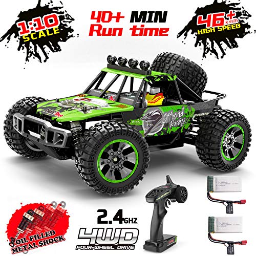 RC Car, 1:10 Scale 4WD High Speed 46+km/h Off Road Monster RC Truck, MiraTekk 2.4Ghz Remote Control Car All Terrain Waterproof Toy Truck for Kids and Adults, 2 Rechargeable Batteries for Run 40+ Min - Thumbnail 6