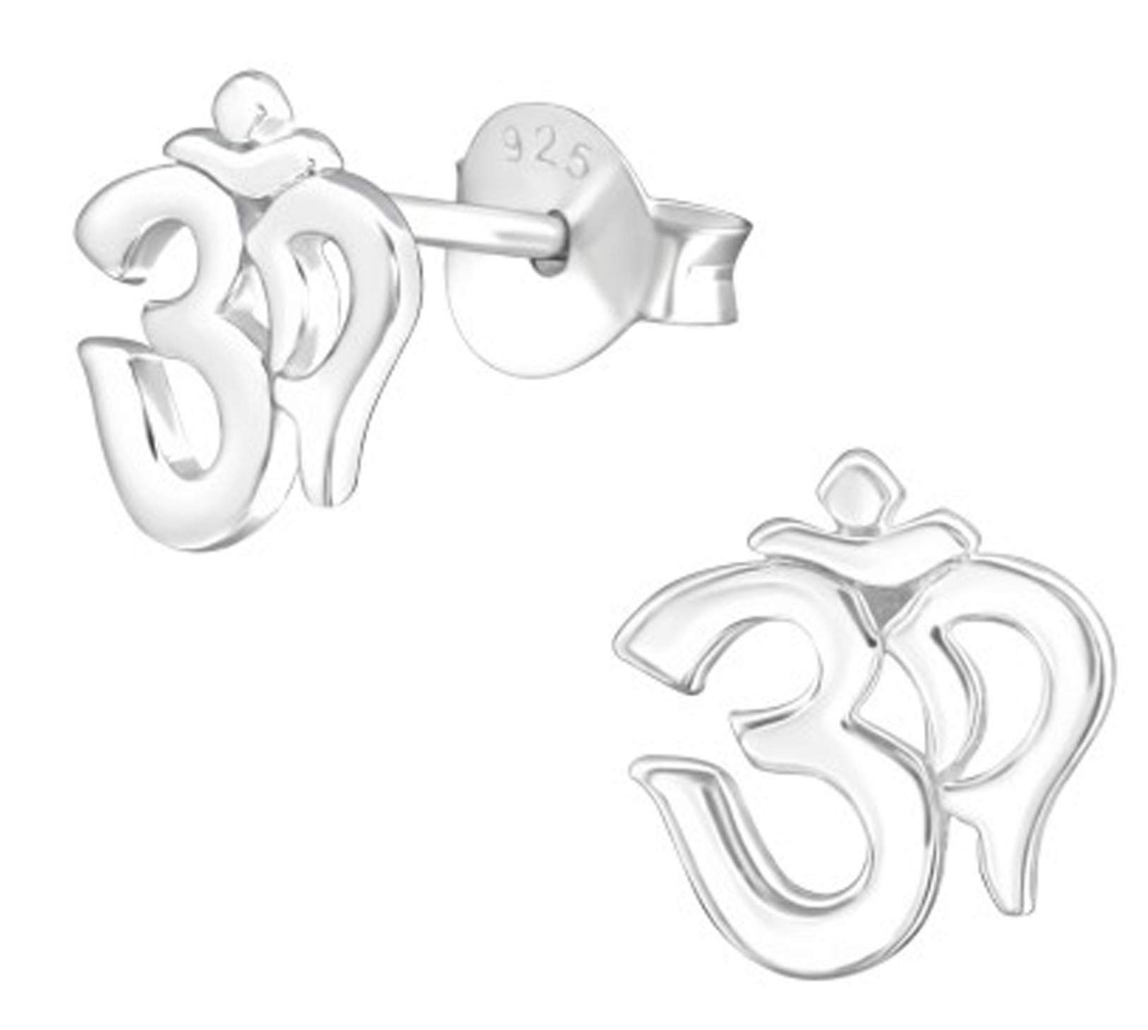 Om Stud Earrings - 925 Sterling Silver Om Stud Earrings