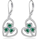 VONALA 925 Sterling Silver Shamrock Earrings Celtic/Claddagh/St Patricks Day Dangle Drop Earrings Green Irish Jewelry Gift for Women