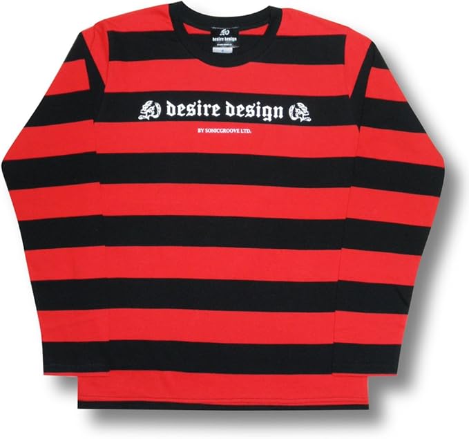 Amazon ボーダー ストライプ ロンt 赤 黒 長袖 Tシャツ スカル Desire Design M Tシャツ カットソー 通販