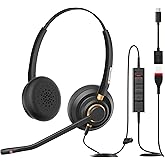 USB Headset with Microphone for PC, Computer Headset, Noise Cancelling Adjustable Volume Control Lightweight Headsets with Microphone for Work, for Laptop Business Skype UC Webinar Call Center Office