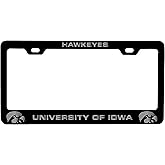 Iowa Hawkeyes Etched Metal License Plate Frame Black Officially Licensed Collegiate Product
