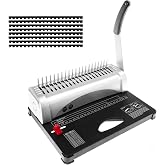 DUPDMKIN Spiral Comb Binding Machine 21-Hole, 450 Sheet Punch Binder | punches up to 12 sheets 80g at once, adjustable paper margin edge guide, fits Letter A4 A5 and smaller