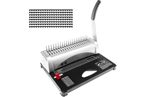 DUPDMKIN Comb Binding Machine 21 Holes 450 Sheets Binding Machine Includes 100 PCS Rubber Ring Fits Letter Size, A4, A5 or Smaller Sizes