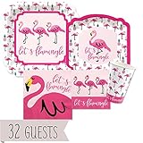 Flamingo - Party Like a Pineapple - Baby Shower or Birthday Party Tableware Plates, Cups, Napkins - Bundle for 32