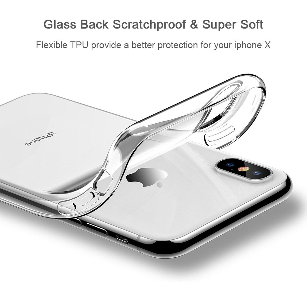 iPhone X Phone Case,WOWOGO Lightweight [Crystal Clear] TPU Back Cover [Qi Wireless Charging Compatible] Transparent Soft Flexible Protective Case for Apple iPhone X/iPhone 10 5.8\
