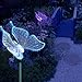 Butterfly Decor Outdoor Holiday LED Lighting Solar Garden Stake Lights Color Changing in-Ground 3D Fixture for Christmas Thanksgiving Patio Yard Lawn Decoration (2 Pack)