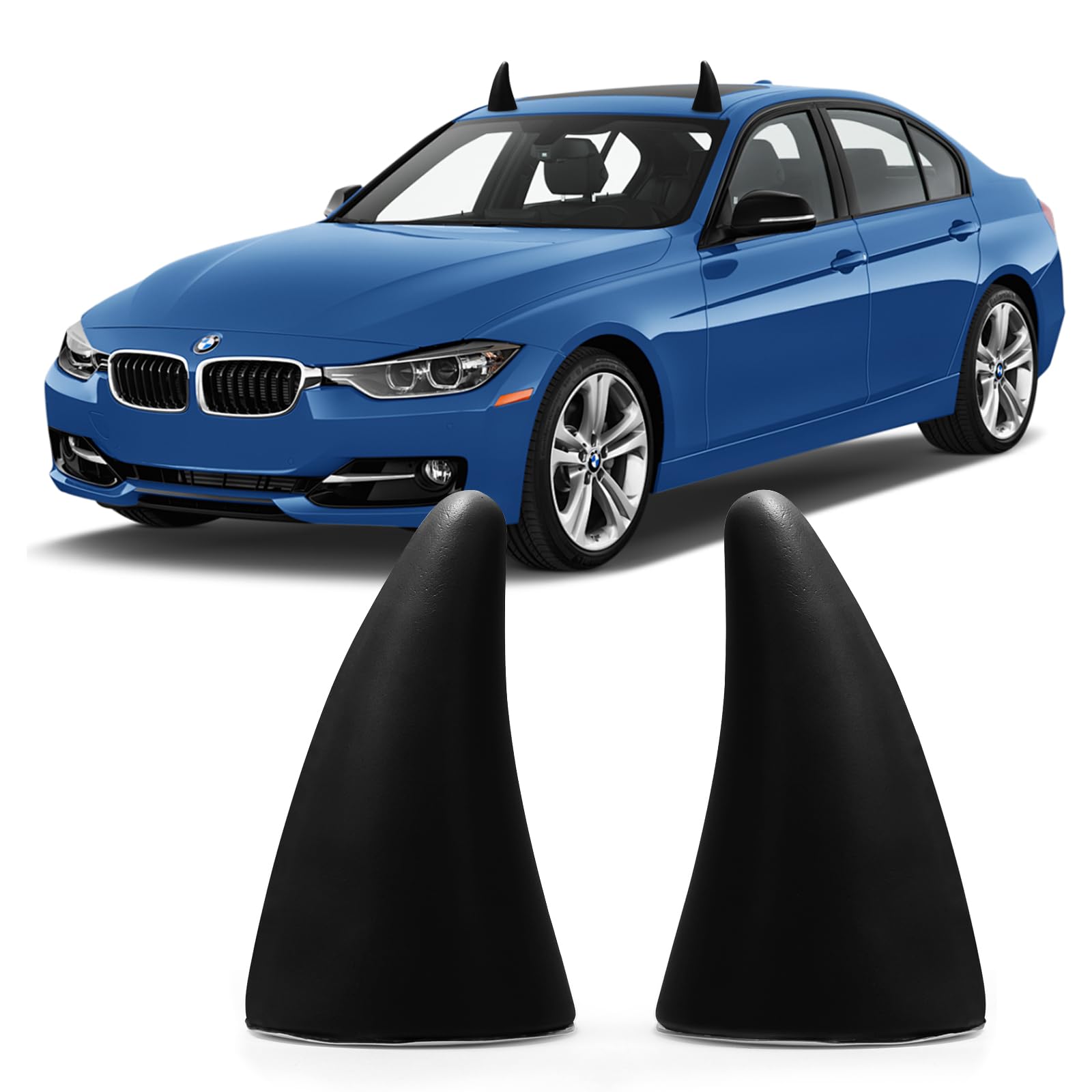 Photo 1 of YGMONER Car 3D Devil Horns Sticker (Easy to Find Car in The Parking Lot) Halloween Car Roof Decor Elasticity Foam Bull Horns (Classic Black)
