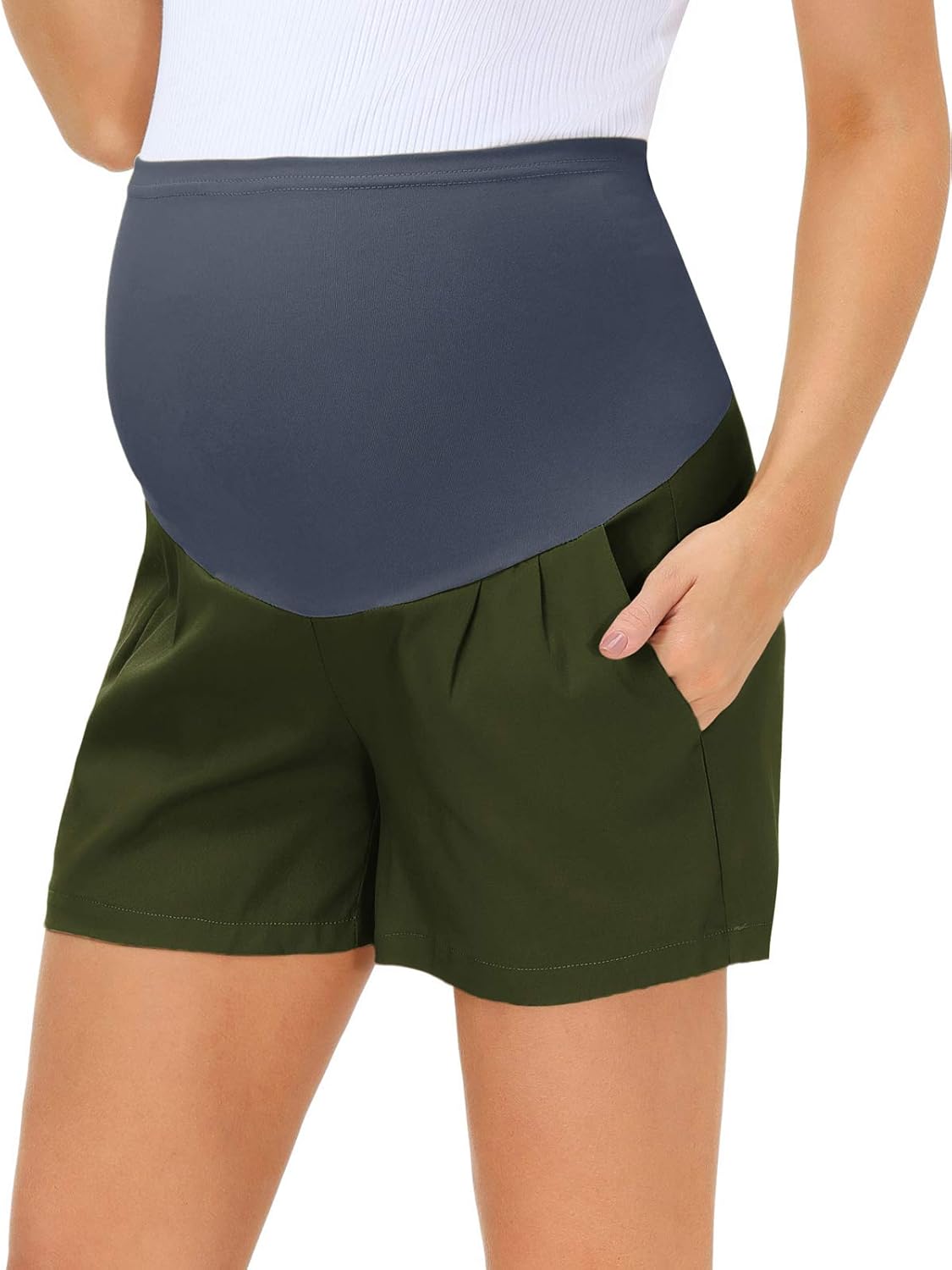 Women Maternity Casual Loose Shorts Cotton Over The Belly Elastic Waist Shorts at  Women’s Clothing store