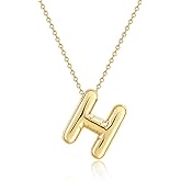 Lcherry Birthday Letter Necklace Bubble Gold-Plated Initial Necklaces for Women Balloon Charm Necklace Birthday Gifts for Women