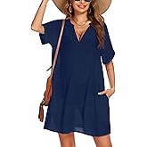 AI'MAGE Women's Swimsuit Coverups Bikini Beach Swimwear Cover Up A-line Bathing Suit Cover Up Dress with Pockets