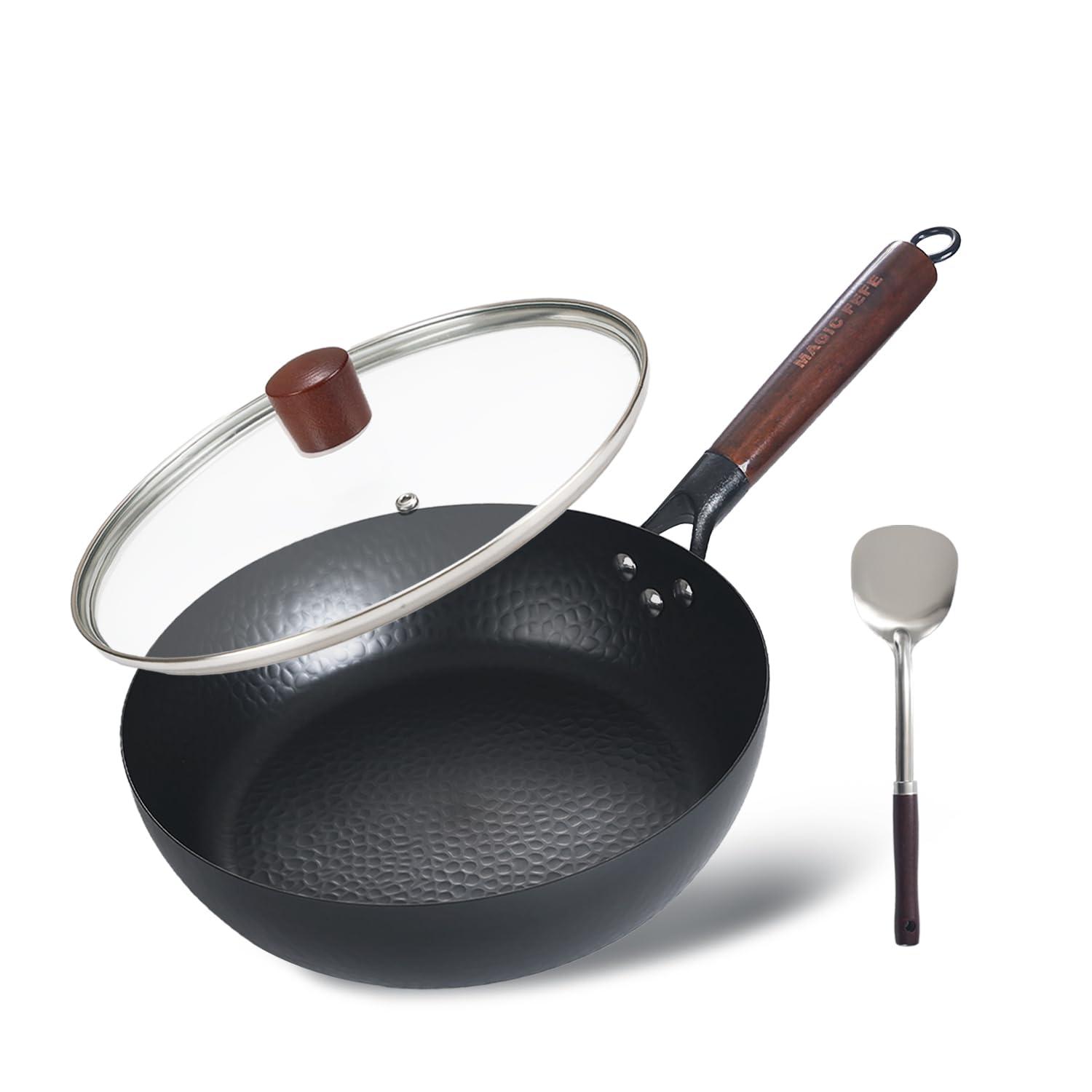 Photo 1 of MAGICFEFE Cast Iron Pre-Seasoned Skillet - 11 Inch Non Stick Frying Pans with Lid, Removable Handle & Non-Toxic, Oven & Dishwasher Safe, Compatible with Induction, Gas, Electric Stovetops