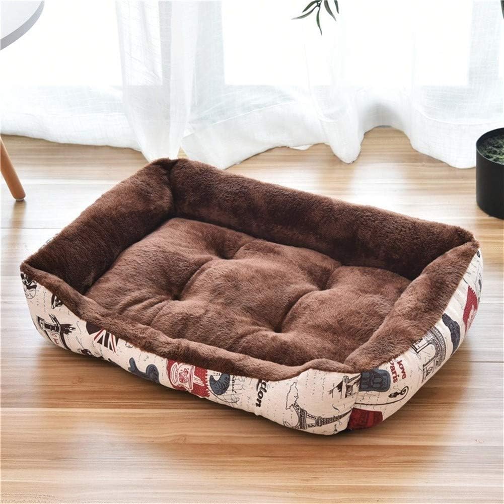 Vioaplem Dog Cuddly Cosy Bed Sofa Pets House Mat Kitten Bed Washable (Color : Coffee, Size : S-60 * 45cm)