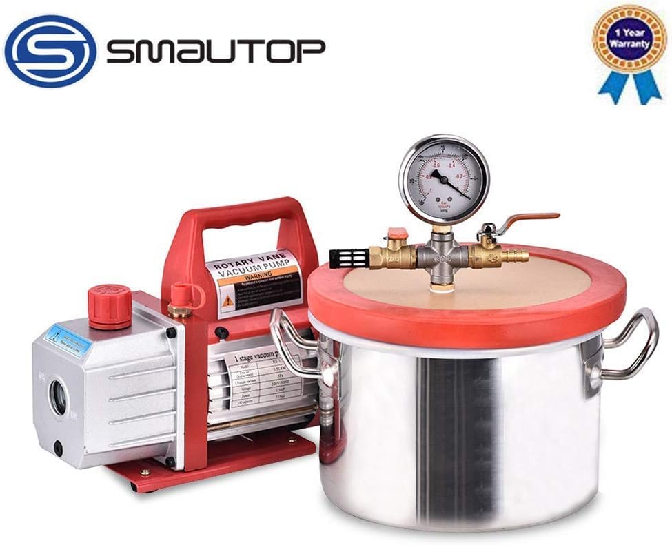 Drohneks 1.5 Gallon (6.8) Liter Vacuum Chamber Kit with 3.5 CFM Single Stage Vacuum Pump HVAC for Refrigeration Maintenance, Gas Analysis, Brewing