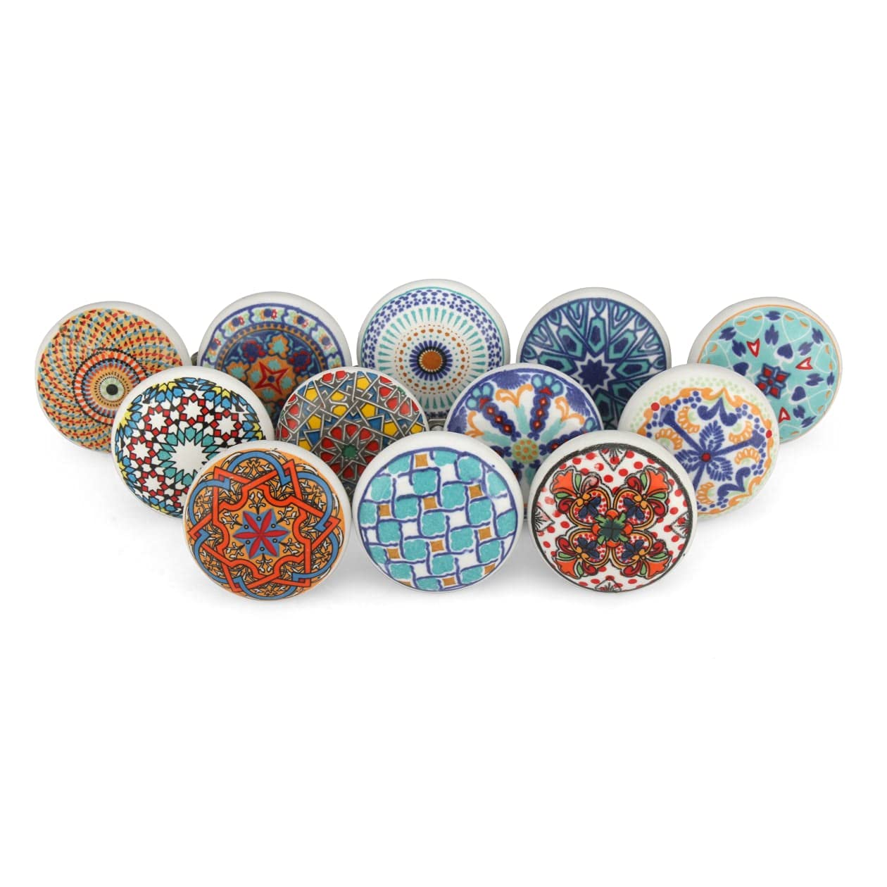 KPAVIR Set of 12 Handmade Ceramic Knobs | Ceramic Cabinet Pulls | Drawer Pulls for Home, Kitchen, Bathroom or Office | Drawer Knobs Comes with Bolts, Washer and Closing Dome Nuts