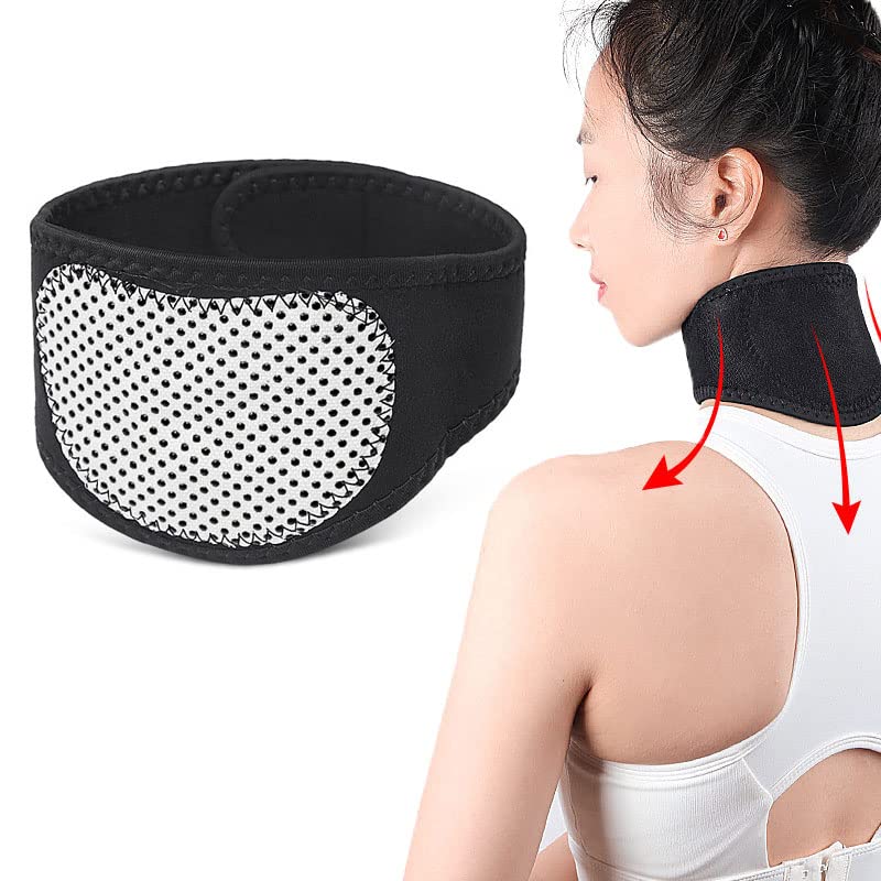 zalati Neck Heat Pad Neck Support Wrap with Tourmaline Self-Heating Feeling Stone No-Electric Safety for Neck Pain Relief Care