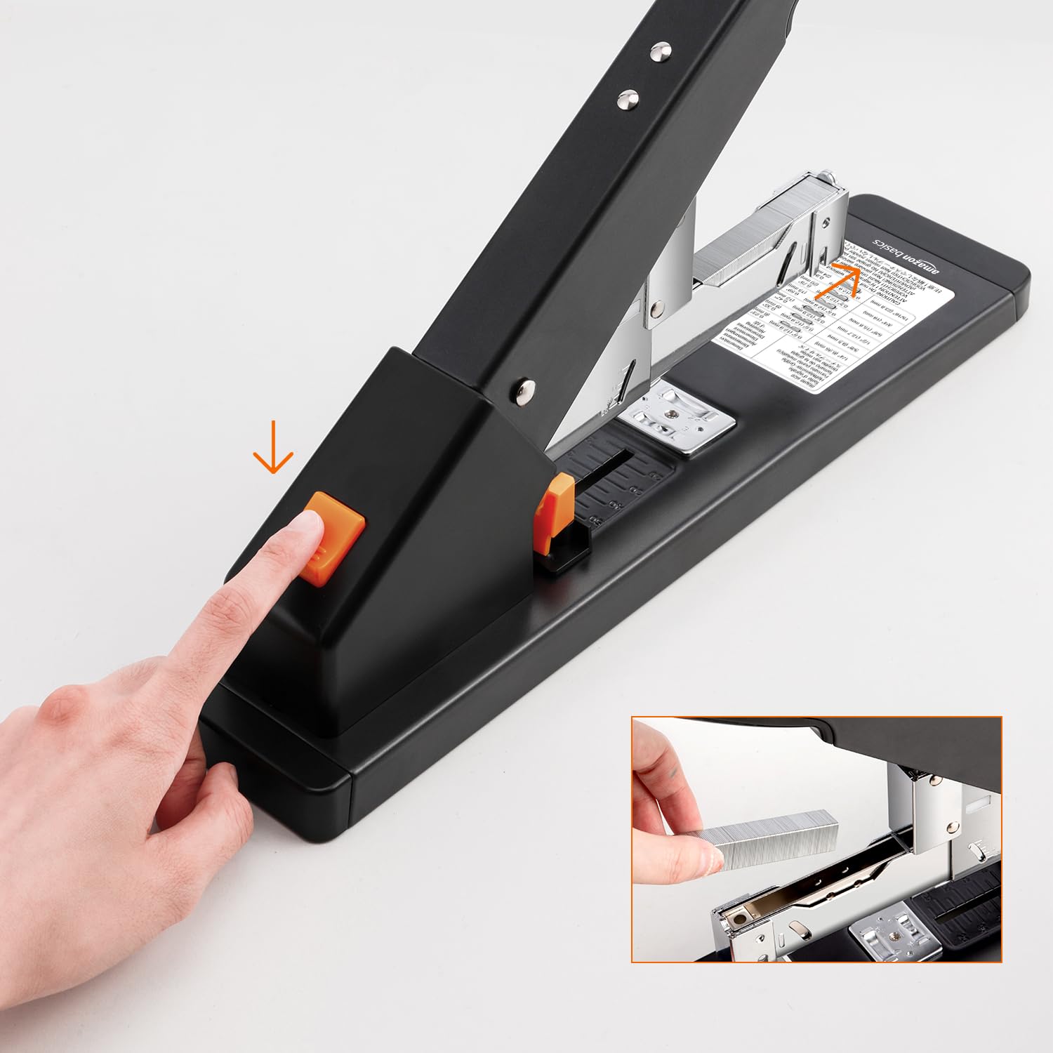 Amazon Basics Heavy Duty Industrial Office Stapler High Capacity, Long Arm, 1000 Staples, 210