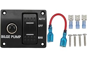 Bilge Pump Switch Panel Boat 3 Way Bilge Pump Rocker Switch 12V 24V Built in 15A Circuit Breaker Accessory for Yacht