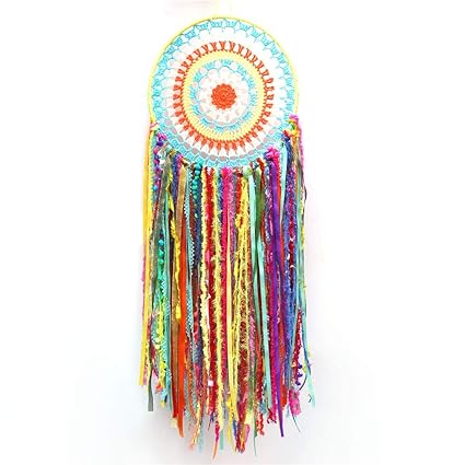 Amazon Com Laddawan Large Colorful Crochet Bohemian Natural