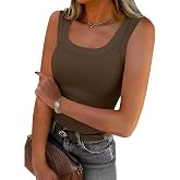 SVALIY Summer Womens Tank Tops 2026 Square Neck Fitted Sleeveless Shirts for Women Ribbed Basic Top