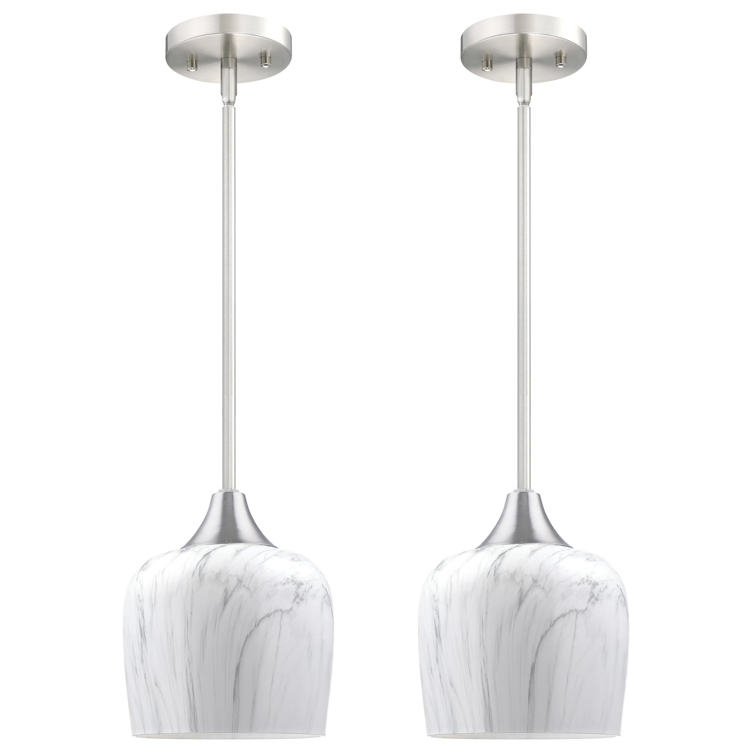 Photo 1 of 2 Pack 1 Light Indoor Hanging Kitchen Island 7.3" Opal Alabaster Glass Pendant Light Fixtures,Brushed Bronze Finish Modern Farmhouse Bedside Dinning Over Sink