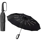 Yansanido Rainproof and Sunshade Automatic Umbrella, 8 Ribs Black Windproof Folding Umbrella for Outdoors and Travel