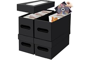 AOBOPLE CD Storage Boxes,4 Pack Cardboard CD Case Storage,CD Case Holder with Lid,Holds 30 CDs in Full Jewel Cases, 60 CDs in Slim Cases, and 165 Discs in CD Sleeves