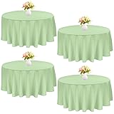 JALANCY 4 Pack Round Tablecloth 90 Inch White