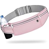 JUCURRI Slim Running Belt for Women Men,Runners Fanny Pack Phone Holder,Money Belt,Running Gear Accessories,with 3 Pockets (Jet Pink)