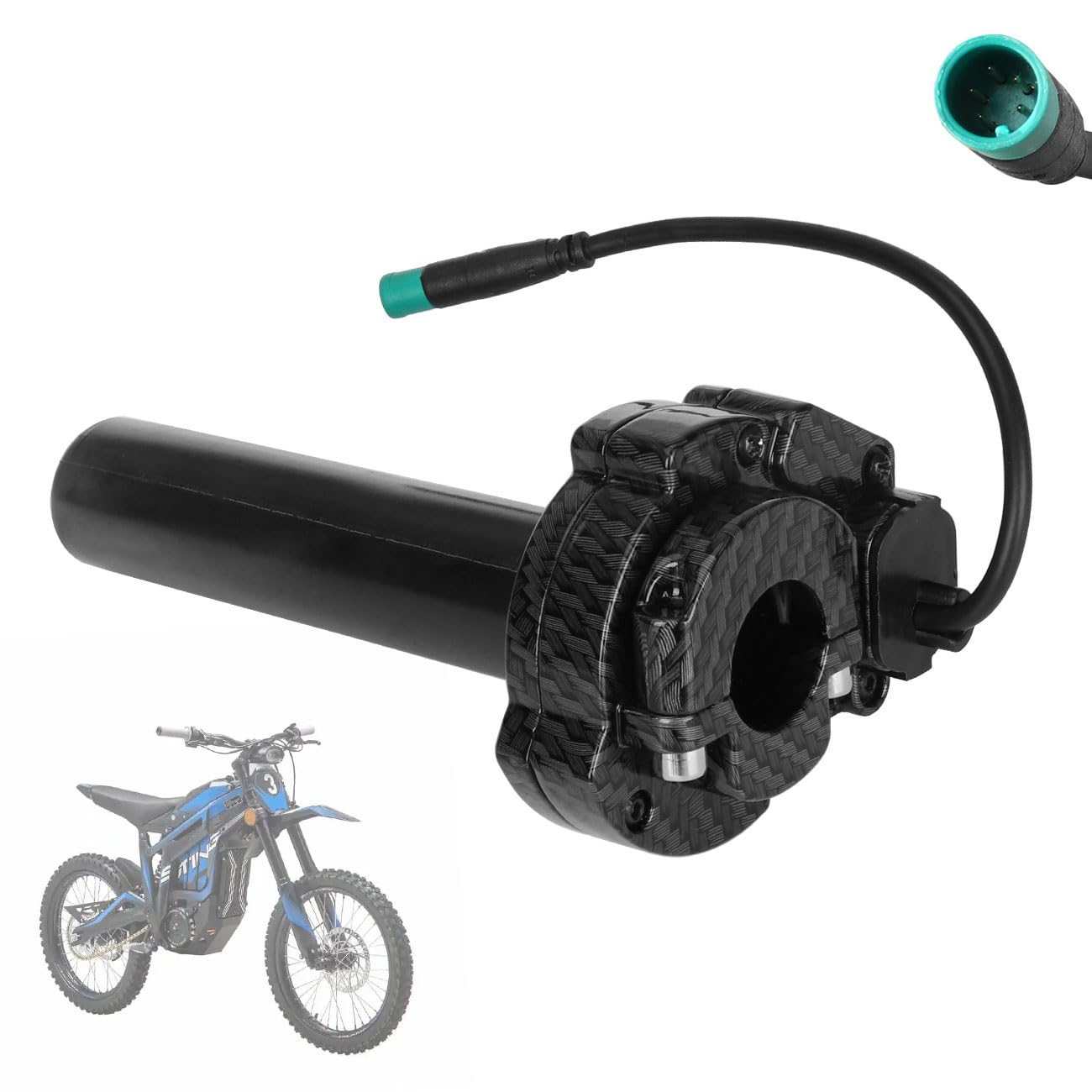 Photo 1 of Throttle Handle Twist Grip Carbon Fiber Pattern for Talaria 5 Pin 5-Wire Interface for Talaria Sting MX3 MX4 MX5 Electric Dirt Bike