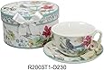Pink Wild Roses Breakfast Cup Saucer Bone China Pink Floral Cappuccino Latte Set - View #4
